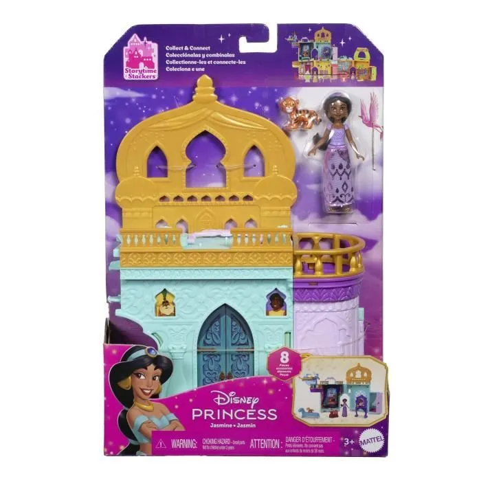 Disney Jasmine Histoires à Empiler Coffret de maison de poupée Palais de Jasmine avec Mini-poupée et 2 Animaux, Aladdin, MATTEL-3