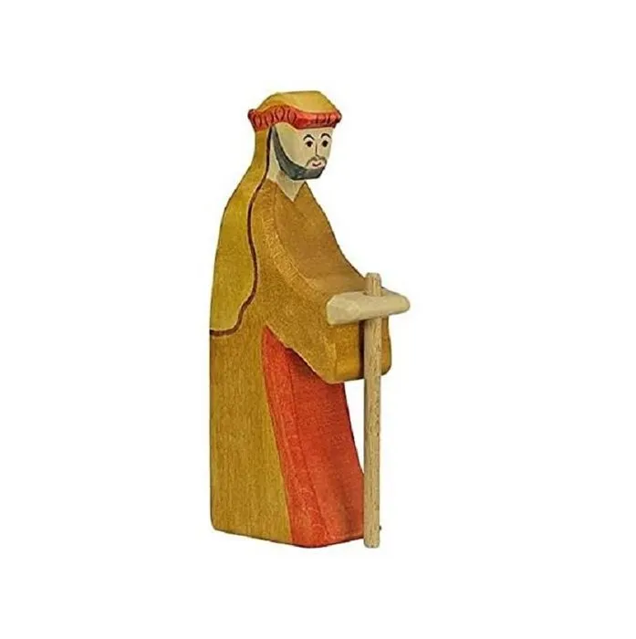 Figurine en bois - HOLZTIGER - Berger avec bâton 2 - Pour enfants à partir de 3 ans-0