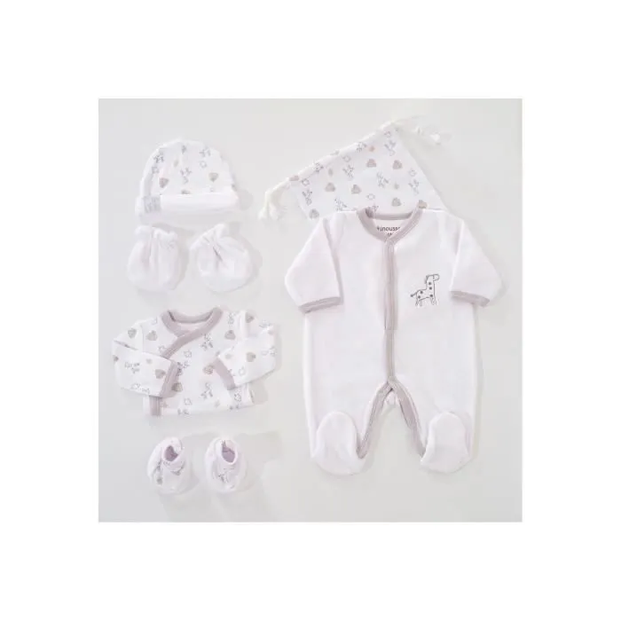 Trousseau de naissance - TROIS KILOS SEPT - Mixte - Pyjama en velours - 6 pièces - Blanc-0