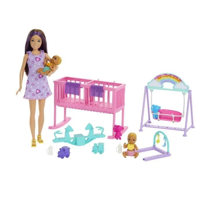 Barbie-La Chambre des Jumeaux-Coffret Skipper, bébés et accessoires HXM99-0