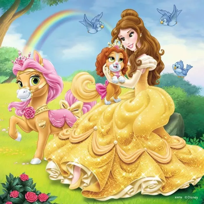 Puzzle 3 x 49 pièces : Princesses Disney : Belle, Cendrillon et Raiponce-3