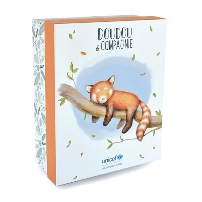 Peluche Doudou & compagnie Unicef - Panda & Bébé - orange - 25/34 cm-0