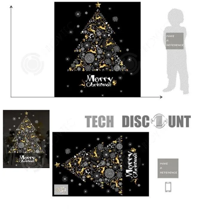 INN® stickers noël fenêtre vitre décoration autocollant adhésif sapin transparent fêtes fin d'année décoration murale chambre blanc-2