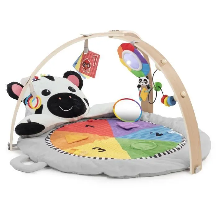 BABY EINSTEIN Tapis d'éveil Ocean Explorers - Zen le Zèbre, arche de jeu en bois et jouets multisensoriels-0