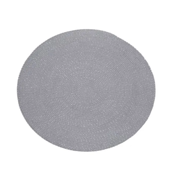 Urban Living - Tapis rond effet corde enfant Judy - Diam. 90 cm - Gris et filament doré-0