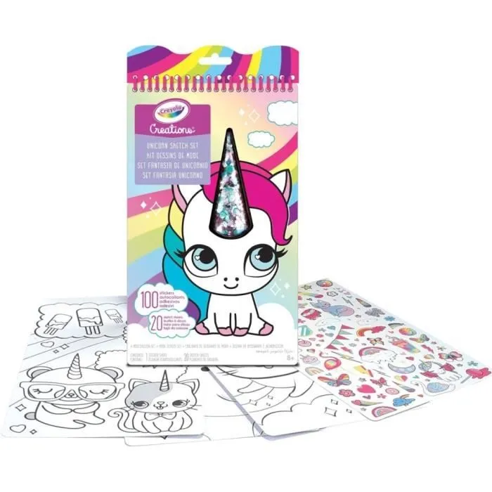 Livre de coloriage Crayola Licorne - Ensemble de crayons de couleur et autocollants inclus - Multicolore-2