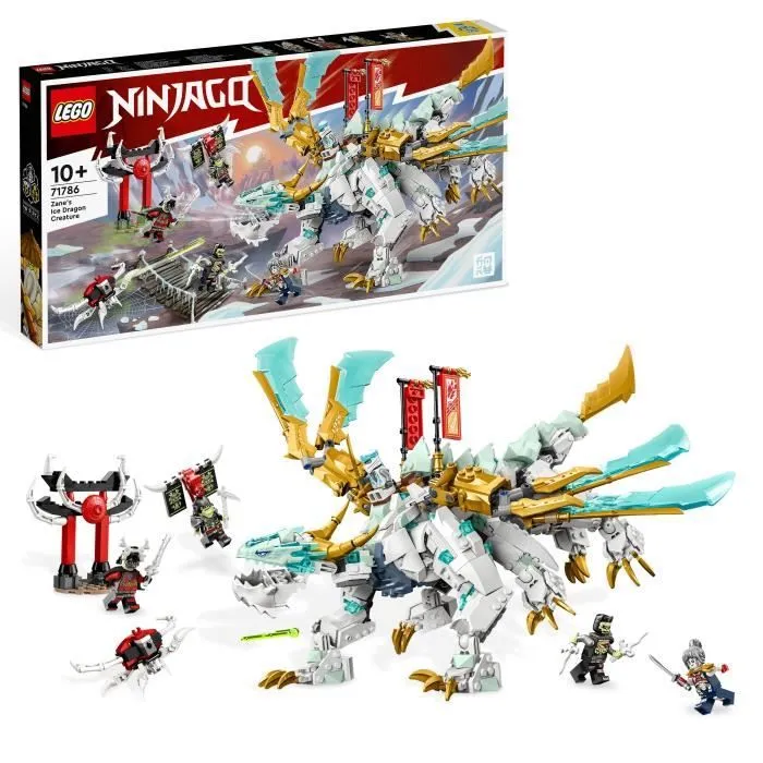 LEGO® NINJAGO 71786 La Créature Dragon de Glace de Zane, Jouet 2-en-1, Figurine de Dragon et Minifigurines-0