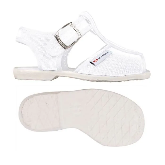 Sandales bébé - Superga - 1200-COTJ - Couleur blanche - Boucle de serrage - Tissu respirant-0