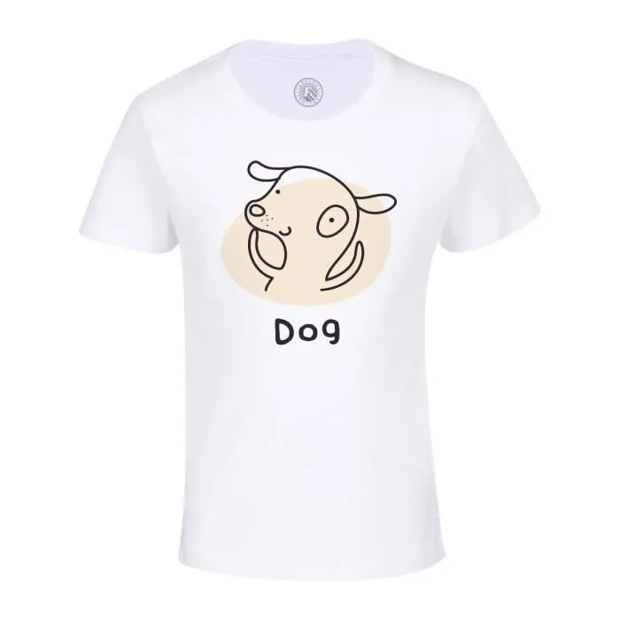 T-shirt Enfant Blanc Chien Signe Astrologique Chinois Dessin Zodiaque Horoscope Animal Illustration-0