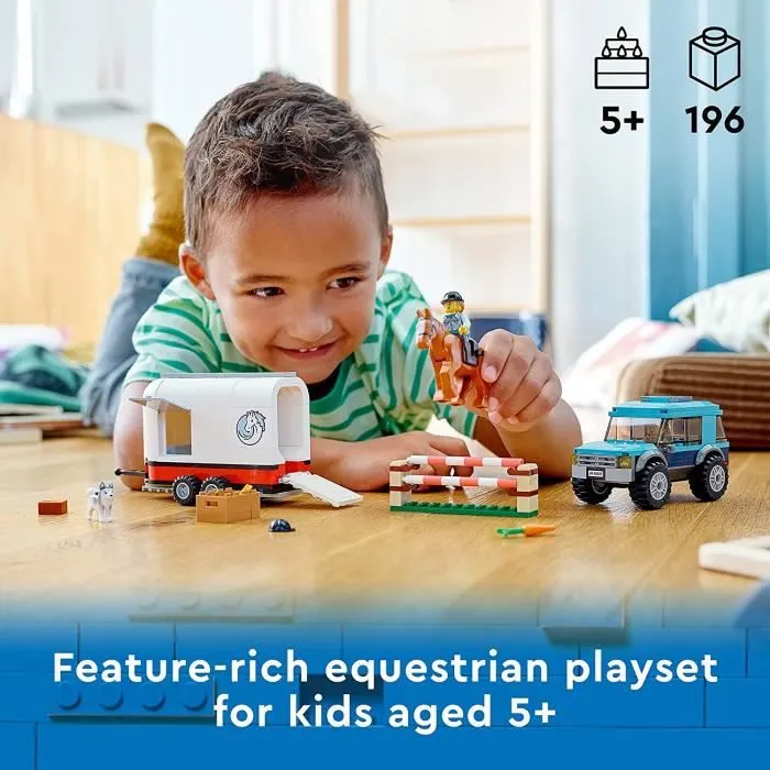 LEGO 60327 City Horse Transporter Ensemble de jeu equestre pour enfants, comprenant un SUV, des haies et 2 figurines, un chev-2