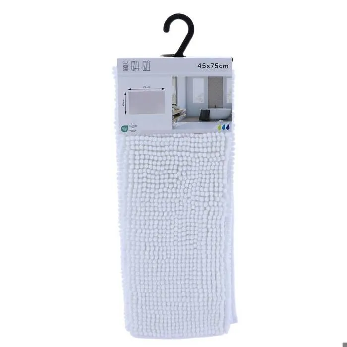 TENDANCE - Tapis de salle de bain Blanc en Microfibre Boules 45 x 75 cm-1