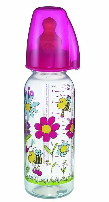 Nip - 350069 - standard Bouteille PP avec gourde Tetine anatomique en latex, 5-18 mois, Taille M, 250 ml Girl-0