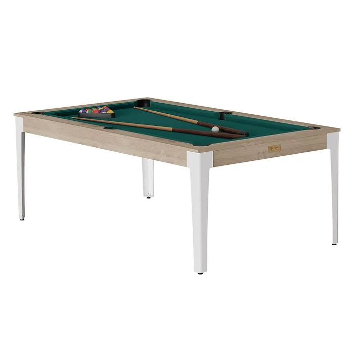 Billard Américain - Elan - Chêne - Tapis Vert - Pieds Métal Blanc - Ardoise Véritable-1
