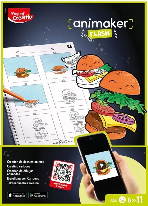 Maped Creativ - Animaker Flash Pop pour Créer 13 Animations GIF - Cahier de Coloriage + Crayons de Couleur + Feutre Fin - Dès 6 Ans-1