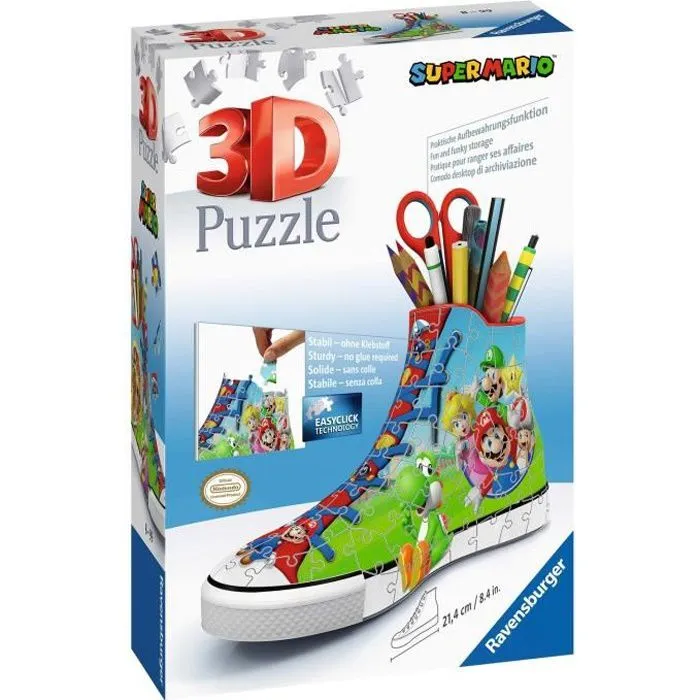 Puzzle 3D Sneaker Super Mario - Ravensburger - 108 pièces - Sans colle - A partir de 8 ans-0