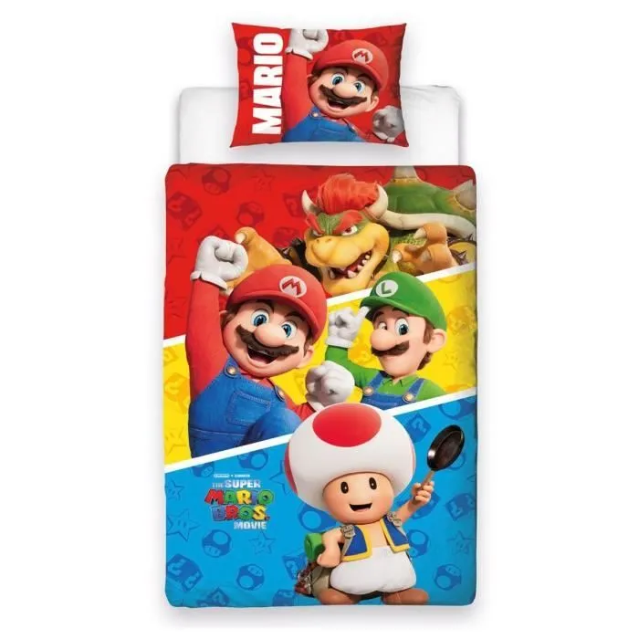 Saut Nintendo Super Mario Bros Jump Ensemble housse de couette et taie d'oreiller simple-0