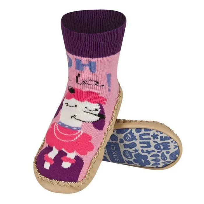 Chaussons chaussettes avec semelle en cuir Chien-0
