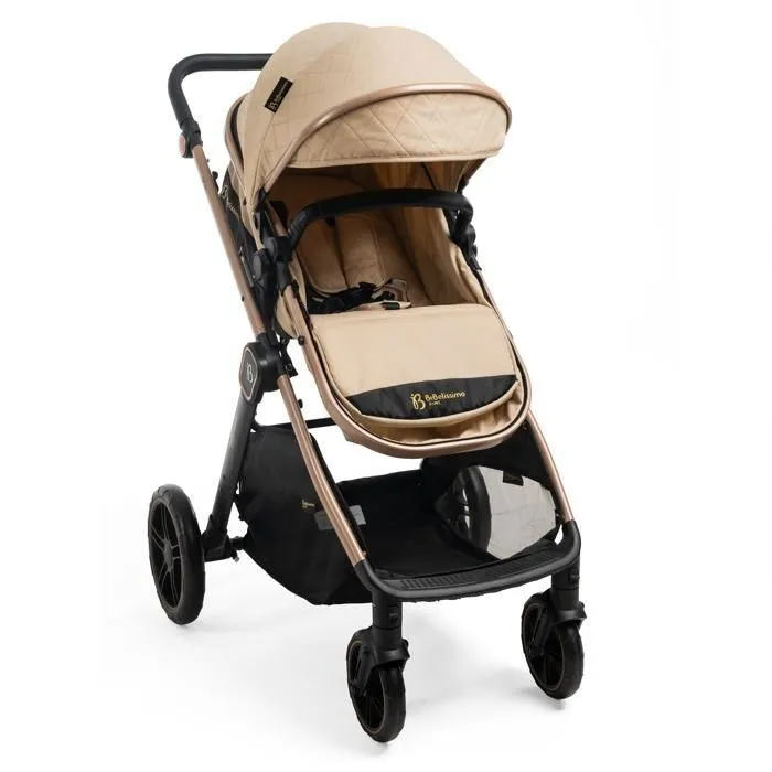 BEBELISSIMO - Poussette combinée trio 3 en 1 - siège auto 0+ IRIS – nacelle – dès la naissance – jusqu’à 22kg  - beige-3