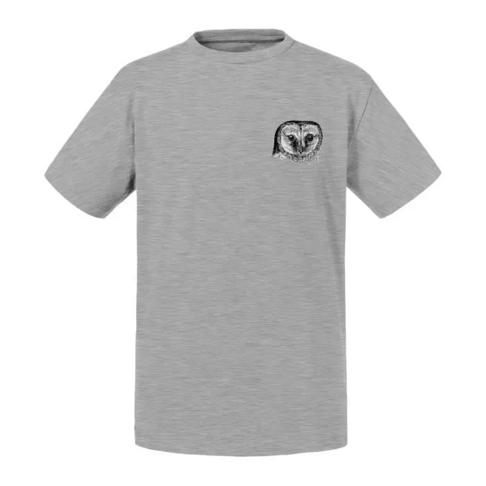 T-shirt Enfant Gris Dessin Hibou Vintage Chouette Noir et Blanc-0