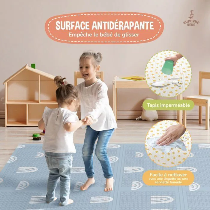 Tapis de Jeu en mousse, épais et pliable pour enfants - 180 x 120 x 1 cm - RAINBOW SKY | SUPERBE BEBE-3