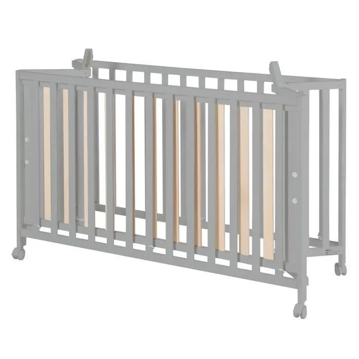 Lit Bébé Pliant en Bois Massif ROBA - Fold Up - Hauteur Réglable - Roulettes à Freins - Taupe-2