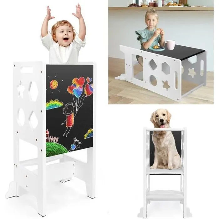 Tour d'apprentissage - YOLEO - Bois - Table et Chaise - Tableau Noir - Blanc Star-0