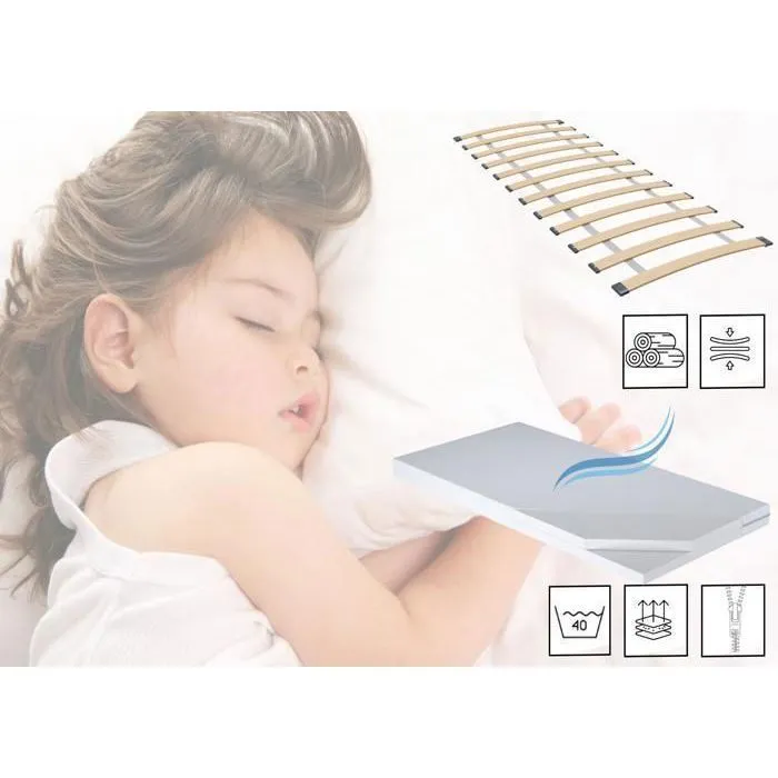 Lit gigogne double enfants EMMA 80x160 avec 2 matelas, 2 sommiers, blanc-3