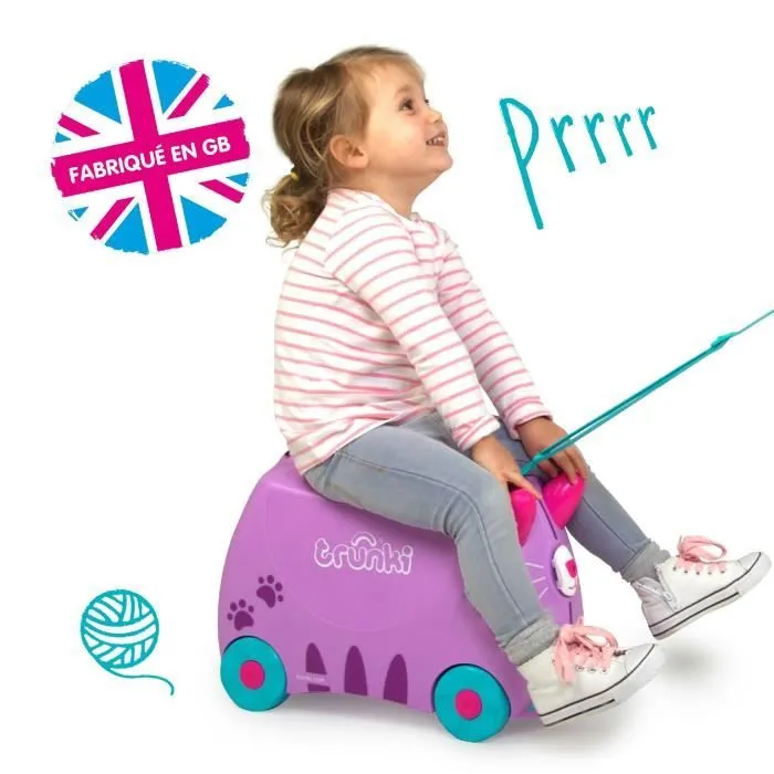 Valise à Roulettes pour Enfants TRUNKI - Cassie Le Chat - Violet et Bleu - Coque rigide en ABS-1