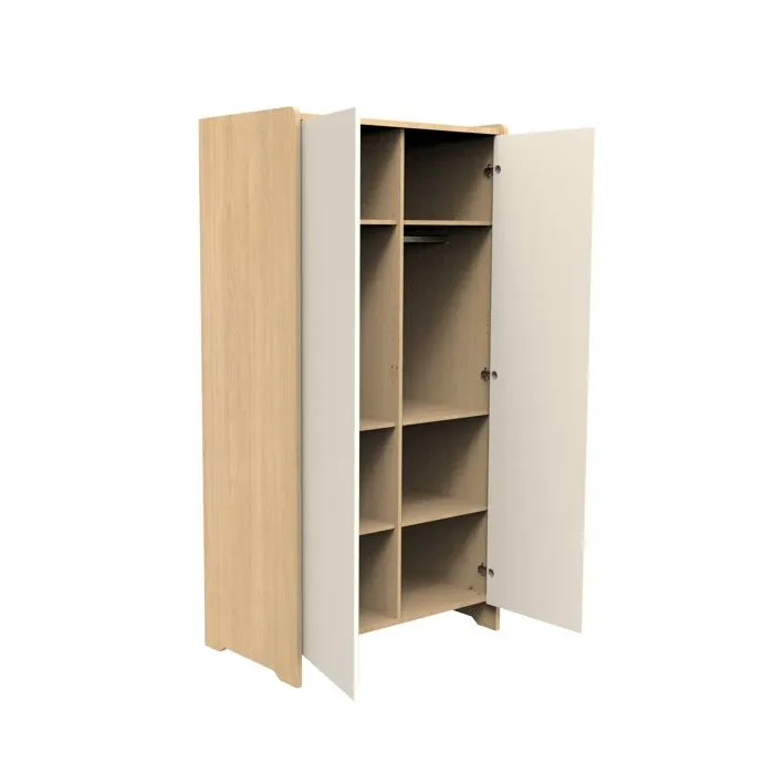 Armoire 2 portes en bois décor chêne miel - VANILLE-2