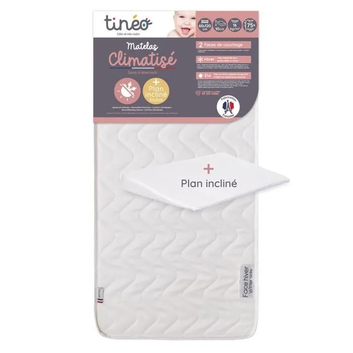 Matelas Climatisé TINEO 60x120 cm - Epaisseur 10 cm - Livre avec un plan incliné 15°-1