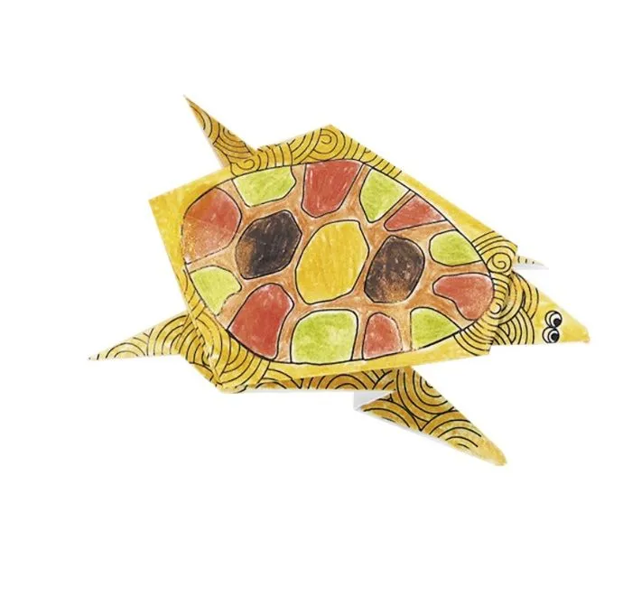 Kit Origami - Fridolin - Tortue - 20 Feuilles - 15x15 cm - Pour Enfants à Colorier-2