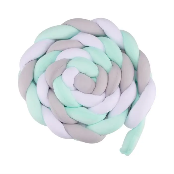 Tressée Tour De Lit Bébé Berceau Tissé À La Main Noué en Peluche Tressé en Peluche Coussin Bumper Lit Noué Oreiller 2M-3