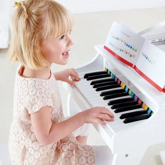 Piano jouet électronique en bois - HAPE - Blanc - 30 touches - Tabouret inclus-1