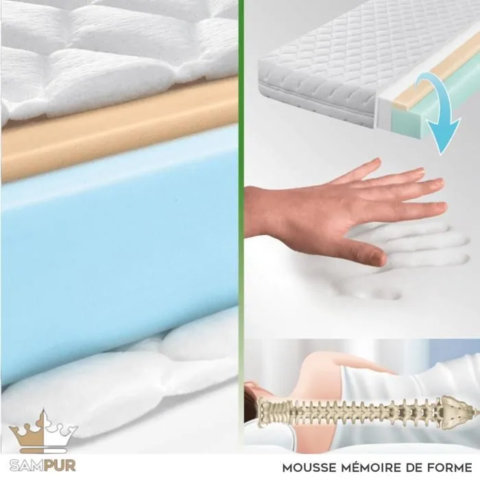 Matelas Cosmos 90x190 cm Sampur - Mémoire de Forme - Ressorts Ensachés - Épaisseur epaisseur 20 cm - Mi-Ferme - Top Indépendance de-4