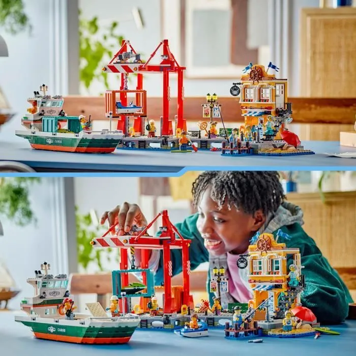 LEGO® City 60422 Le port et le navire marchand, jouet de construction à partir de 8 ans-4
