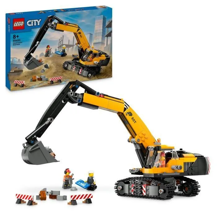 LEGO® City 60420 La pelleteuse de chantier jaune, jouet pour enfant à partir de 8 ans-0