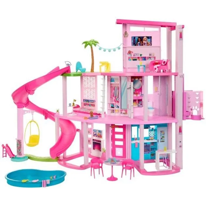 Barbie®-Maison de Rêve-Maison de poupée 3 niveaux, piscine et toboggan HMX10-0