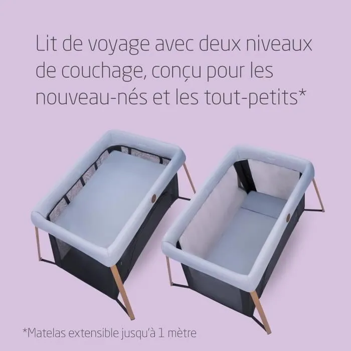 MAXI-COSI IRIS 2, Lit de voyage 2 en 1 - Compact - Evolutif - léger - De la naissance à 3 ans, ESSENTIAL GREY-1