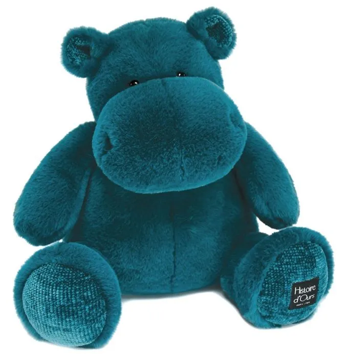 Peluche - HISTOIRE D'OURS - Hippopotame - 40cm - Bleu canard - Bébé-1