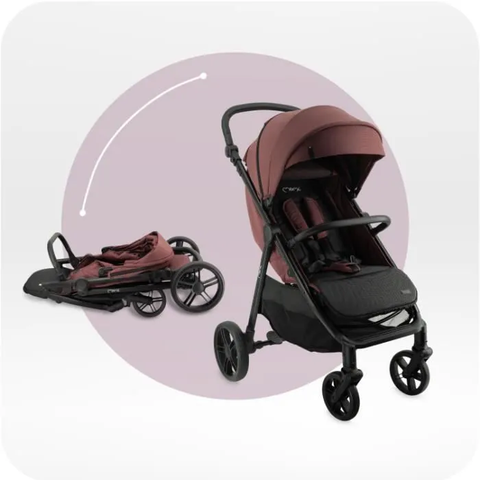 MoMi CLARA Poussette - De 0 mois à 22 kg - Kit d'accessoires – Sac - Barre de sécurité rotative - Poignée réglable – Bordeaux-2