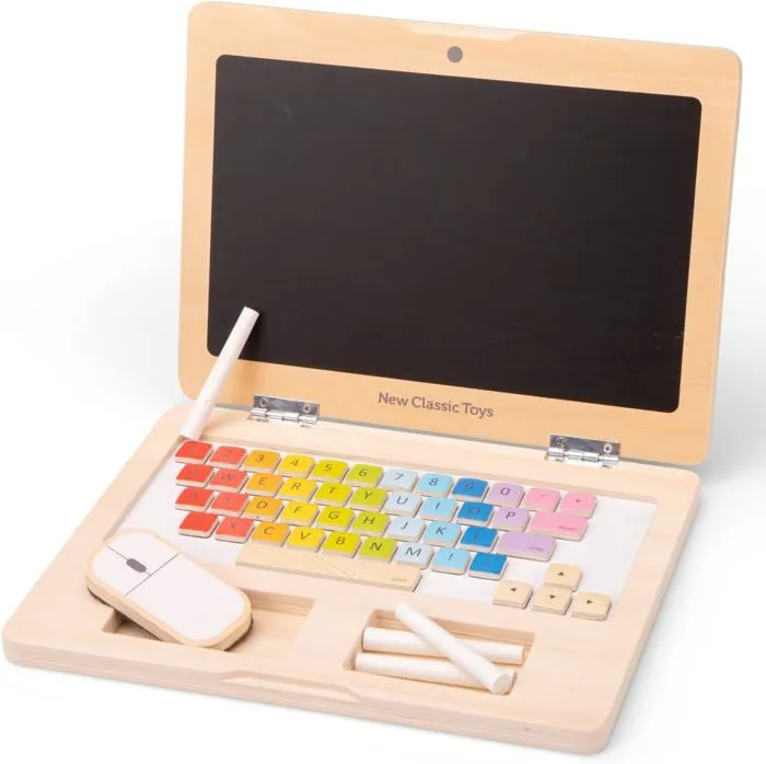 Jouet éducatif - New Classic Toys - Mon premier ordinateur portable - Bois certifié FSC - 3 ans et plus - Mixte-0