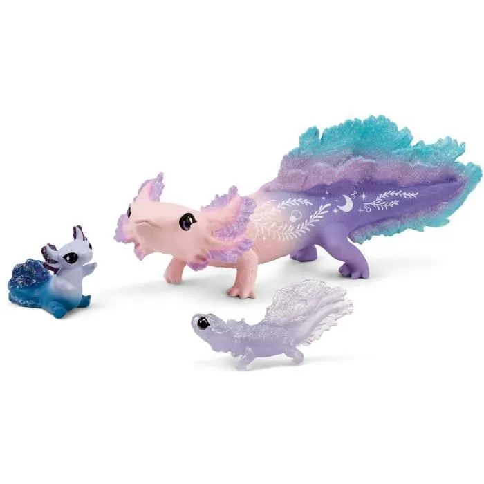 Figurine Animaux Marins - Coffret avec Salamandre Axolotl - Assortiment de 3 Jouets Schleich avec Maman et Bébé Axolotl - À offrir-1