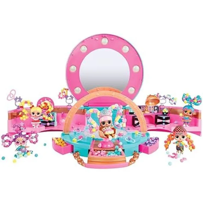 Salon de coiffure - L.O.L. Surprise! - Poupée Tot - 100 perles de cheveux - Élastiques - Miroir inclus-1