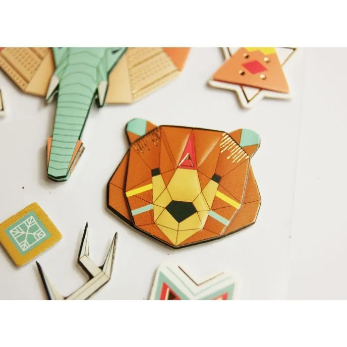 Autocollants en relief à dorures- Origami Animaux-0