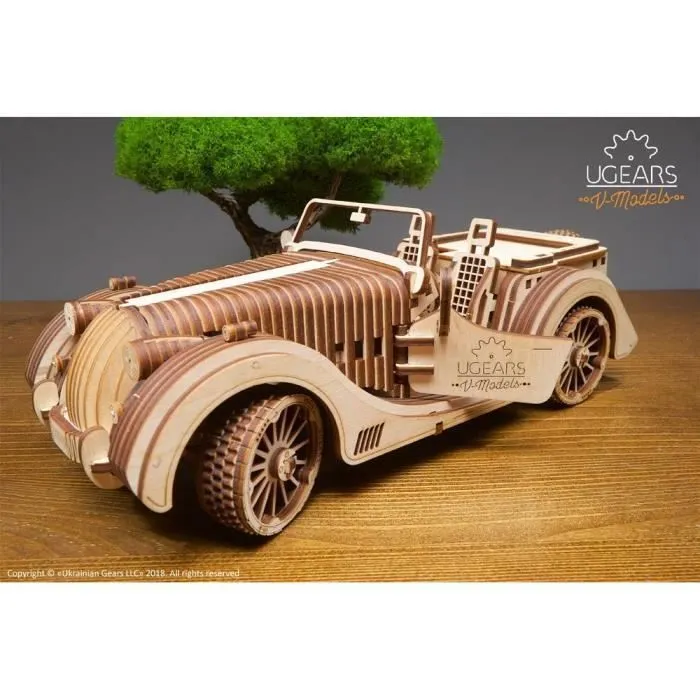 UGEARS VM-01 Roadster – modèle en Bois 3D à Construire – Pour Adultes et Enfants– Miniature Voiture Fonctionnante – En Contreplaque,-0