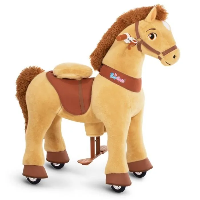 Cheval à Bascule Poney Scooter pour Enfant - PONYCYCLE Modèle E - Brun Clair - 4-8 ans-0