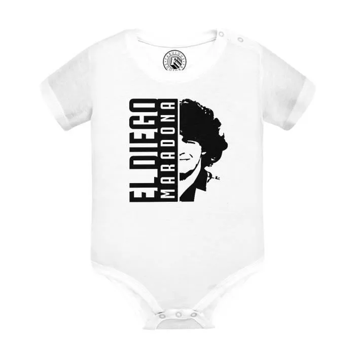 Body Bébé Manche Courte Blanc El Diego Maradona Argentine Football Star-0