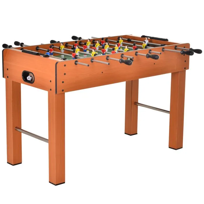 Baby-foot table de Babyfoot jeu de football dim. 122L x 61l x 80H cm 2 balles fournies MDF imitation bois acajou-1