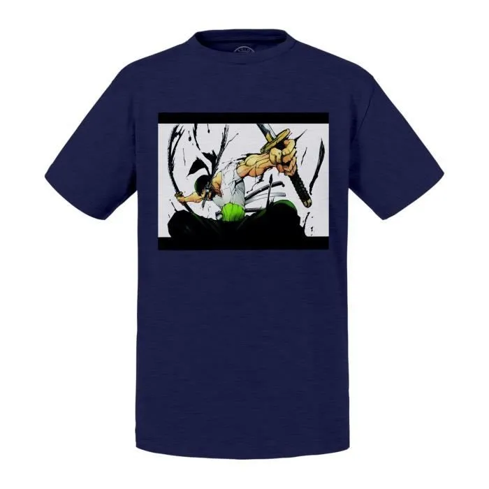 T-shirt Enfant Bleu One Piece Roronoa Zoro Manga Anime-0