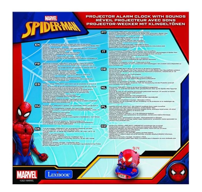 SPIDER-MAN - Réveil projecteur avec effets sonores et veilleuse intégrée - LEXIBOOK-6